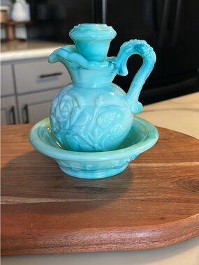 Vintage 1970’s AVON Slag Glass Pitcher and Basin